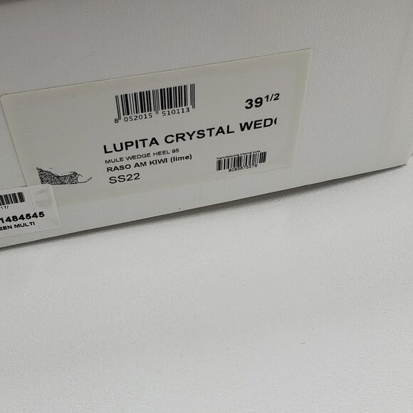 Amina Muaddi Lupita Crystal Wedges - White/Crystals EU 39.5‎  New - Picture 7 of 11